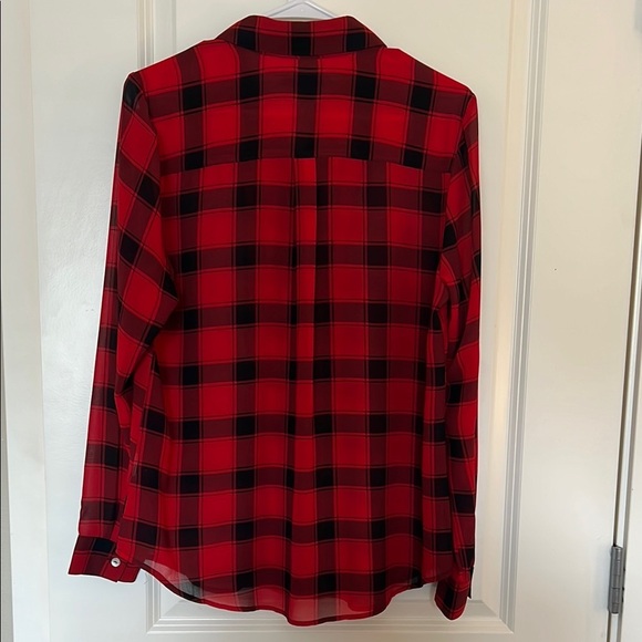 Foxcroft Plaid Long Sleeve Button Down Red Black Size 8 (Medium) - Picture 4 of 6